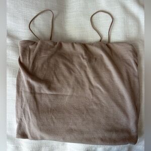 Love Tree Ribbed Spaghetti Strap Tank — Taupe Beige